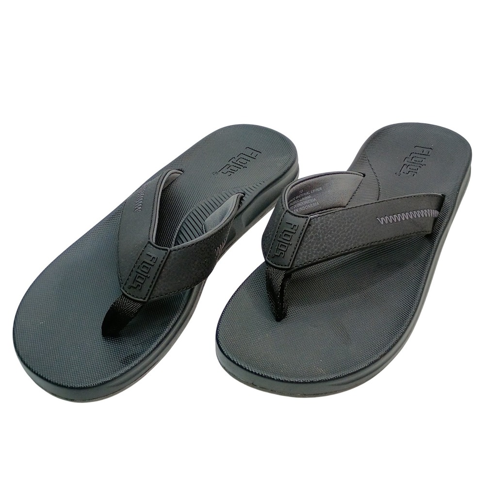 Flojos Flip Flop Men Size 10 Black Charcoal Grey Athletic Thong Sandal